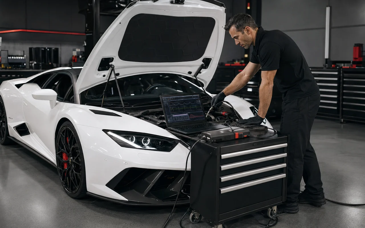 Computer diagnostics on a premium vehicle